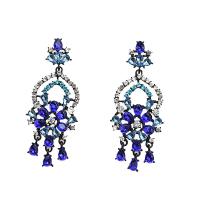Zinc Alloy Rhinestone Drop Earring, plumbum black color plated, fashion jewelry & for woman & with rhinestone 