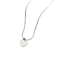 Shell Necklace, Titanium Steel, with White Shell, with 5cm extender chain, Heart, Vacuum Ion Plating, fashion jewelry & for woman cm 
