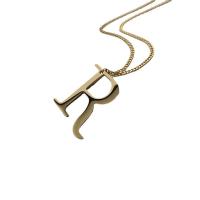 Titanstahl Pullover Halskette, mit Verlängerungskettchen von 5cm, Buchstabe R, Vakuum-Ionen-Beschichtung, Modeschmuck & für Frau, goldfarben, 41.3x45mm, Länge:70 cm, verkauft von PC
