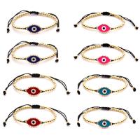 Evil Eye Jewelry Bracelet, Zinc Alloy, with Polyester Cord & Plastic, gold color plated, Bohemian style & Unisex Approx 5.9-11.4 Inch 