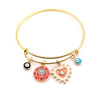 Zinc Alloy Bangle, with Plastic, Evil Eye, gold color plated, adjustable & for woman & enamel Approx 5.9-11.4 Inch 