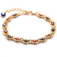 Evil Eye Jewelry Bracelet, Zinc Alloy, with Lampwork, with 2.36inch extender chain, 18K gold plated, for woman & hollow Approx 7 Inch 