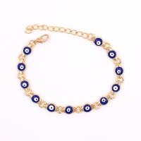 Evil Eye Jewelry Bracelet, Zinc Alloy, with 1.97inch extender chain, gold color plated, Bohemian style & Unisex & enamel Approx 6.9 Inch 