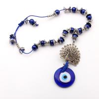 Evil Eye Jewelry Bracelet, Brass, with Lampwork, Peacock, silver color plated, Unisex & evil eye pattern Approx 7 Inch 