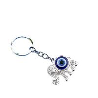 Evil Eye Key Chain, Zinc Alloy, with Acrylic, silver color plated, portable & Unisex 135mm 