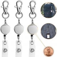 Zinc Alloy Badge Holder, with Polyester Cord, silver color plated, Unisex & retractable 