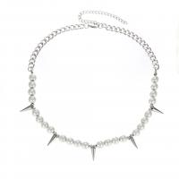 Titan Schmuck Halskette, Titanstahl, mit Kunststoff Perlen, mit Verlängerungskettchen von 4inch, mit Nietstollen & unisex, originale Farbe, Länge:ca. 20 ZollInch, verkauft von PC
