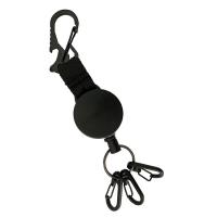 Mode mousqueton porte-clés, plastique ABS, avec fil de queue de tigre, unisexe & rétractable, noire Vendu par PC