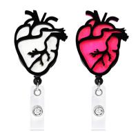 Acrylic Badge Holder, with ABS Plastic, Heart, Unisex & retractable 