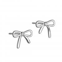 Sterling Silver Stud Earring, 925 Sterling Silver, Bowknot, platinum color plated, for woman 