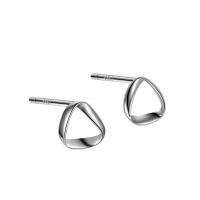 Sterling Silver Stud Earring, 925 Sterling Silver, platinum color plated, for woman & hollow, 6.5mm 