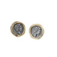 Sterling Silver Stud Earring, Argent sterling 925, Placage de couleur d'or, pour femme, 15.5mm, Vendu par paire