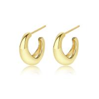 Sterling Silver Stud Earring, 925 Sterling Silver, gold color plated, for woman, 15.1mm 