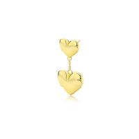 Boucle d'oreille goutte argent sterling, Argent sterling 925, coeur, Placage de couleur d'or, pour femme, 29.5mm, Vendu par PC