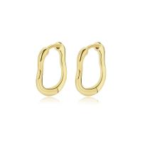 Sterling Silver Hoop Earring, 925 Sterling Silver, gold color plated, for woman, 14.2mm 