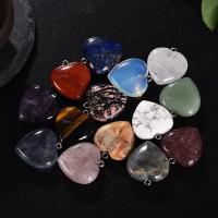 Mixed Gemstone Pendants, Natural Stone, Heart, polished 