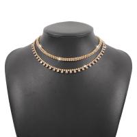 collier de Stras en alliage Zinc, alliage de zinc, Placage, bijoux de mode & multicouche & pour femme, plus de couleurs à choisir .5 cm, Vendu par PC