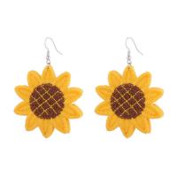 Stoff Tropfen Ohrring, Sonnenblume, für Frau, gelb, 50x70mm, verkauft von Paar