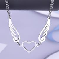 Stainless Steel Jewelry Necklace, 304 Stainless Steel, Winged Heart, Vacuum Ion Plating, Unisex & hollow Approx 40 cm 