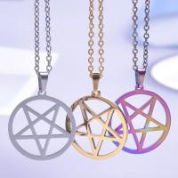 Stainless Steel Jewelry Necklace, 304 Stainless Steel, pentagram, Vacuum Ion Plating, Unisex & hollow Approx 50 cm 