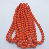Mashan Jade Perle, rund, poliert, DIY & verschiedene Größen vorhanden, rote Orange, Länge:ca. 15.75 ZollInch, verkauft von Strang