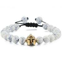Gemstone Bracelets, Lava, with Howlite & Abrazine Stone & Wood & Zinc Alloy, Mask, plated, adjustable & for man cm 