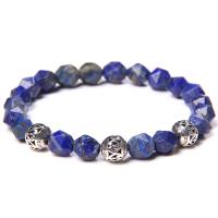 Gemstone Bracelets, with Zinc Alloy, Round, silver color plated, Star Cut Faceted & Unisex .5 Inch 