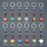 Gemstone Key Clasp, with Iron, Heart, silver color plated & Unisex 103mm 
