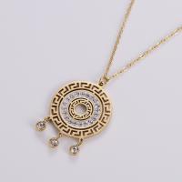 Stainless Steel Jewelry Necklace, 316L Stainless Steel, with 1.97inch extender chain, 18K gold plated, fashion jewelry & for woman & with rhinestone, golden Approx 16.54 Inch 