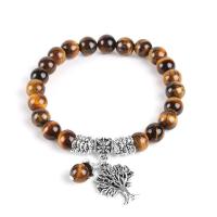 Tiger Eye Stone Bracelets, with Zinc Alloy & for woman Approx 7-8.6 Inch 
