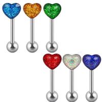 Stainless Steel Tongue Ring, 316L Stainless Steel, Heart, polished, Unisex & enamel 
