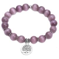 Cats Eye Bracelets, with Zinc Alloy, Tree, silver color plated, fashion jewelry & for woman, purple .6 Inch 