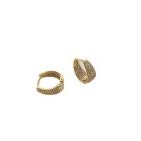 Brass Huggie Hoop Earring, Donut, gold color plated, fashion jewelry & micro pave cubic zirconia & for woman, golden 