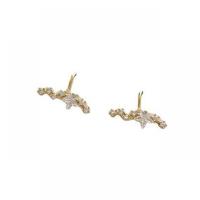 Earring Cuff and Wraps, Brass, Star, gold color plated, fashion jewelry & micro pave cubic zirconia & for woman, golden 