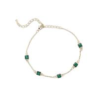 Cubes bracelets en laiton zircone, avec 5cm chaînes de rallonge, cadre, Placage de couleur d'or, bijoux de mode & réglable & pavé de micro zircon & pour femme, vert .5 cm, Vendu par PC