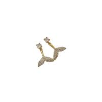 Cubic Zirconia Micro Pave Brass Earring, Mermaid tail, gold color plated, fashion jewelry & micro pave cubic zirconia & for woman 
