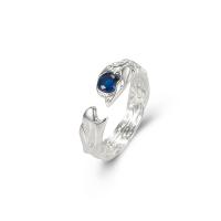 925 Sterling Silver Cuff Finger Ring, polished, Adjustable & micro pave cubic zirconia & for woman, silver color, 16.9mm 