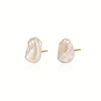 Sterling Silver Natural Pearl Stud Earring, 925 Sterling Silver, with Freshwater Pearl, fashion jewelry & for woman 8mm 