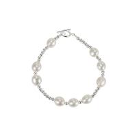 Pearl Sterling Silver Bracelets, 925 Sterling Silver, with Freshwater Pearl, silver color plated, fashion jewelry & for woman, silver color cm 