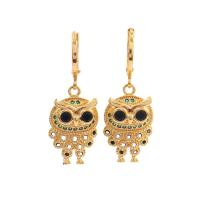 Cubic Zirconia Micro Pave Brass Earring, real gold plated & micro pave cubic zirconia & for woman & enamel 