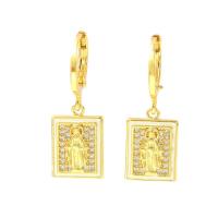 Cubic Zirconia Micro Pave Brass Earring, real gold plated & micro pave cubic zirconia & for woman & enamel, gold 