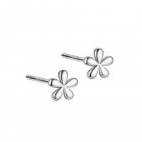 Sterling Silver Stud Earring, 925 Sterling Silver, Flower, platinum plated, fashion jewelry & for woman, original color, 4mm 