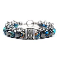 Bracelets magnétiques de pierre gemme, alliage de zinc, avec Malachite & Hématite, pour homme, plus de couleurs à choisir Environ 8.26 pouce, Vendu par PC