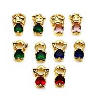 Cubic Zirconia Brass Pendants, gold color plated & micro pave cubic zirconia Approx 1.2mm 