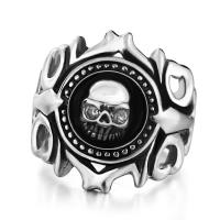 Titanium Steel Finger Ring, polished & for man & blacken, silver color 