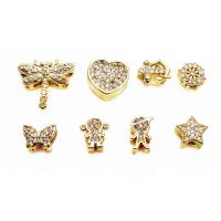 Brass Spacer Beads, gold color plated & micro pave cubic zirconia 