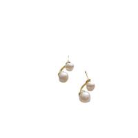 Freshwater Pearl Brass Earring, with Freshwater Pearl, 925 sterling silver post pin, plated, fashion jewelry & for woman, two different colored 