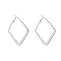 Brass Hoop Earring, plated, fashion jewelry & for woman, silver color, 5.5cm,4cm 