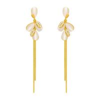 Fashion Fringe Earrings, Brass, gold color plated, fashion jewelry & for woman & with rhinestone, golden, 6.5mm 