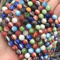 Innerer Twist Lampwork Perlen, rund, DIY, gemischte Farben, 8mm, Länge:ca. 38 cm, verkauft von Strang